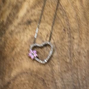 18” White Gold Chain with Heart Pendant
